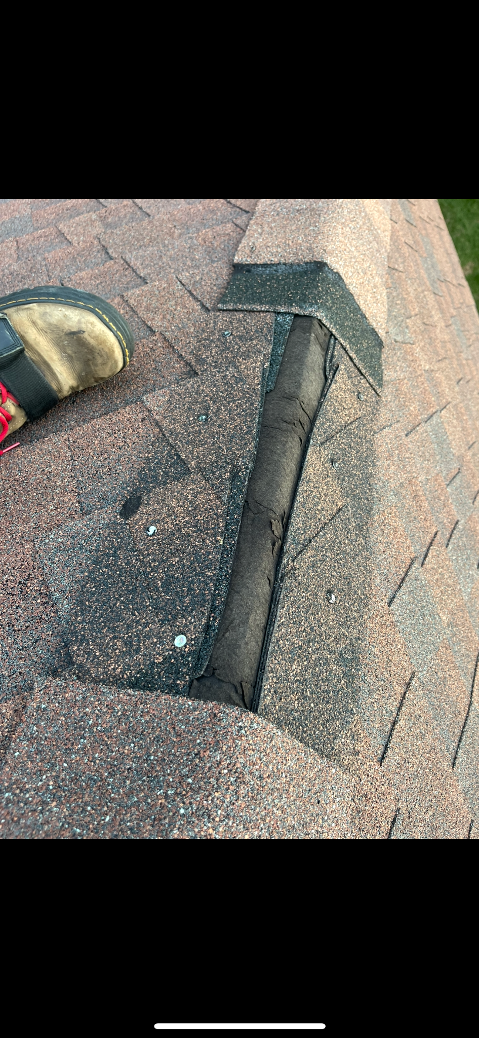 Before ridge cap replacement